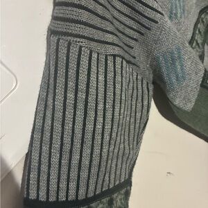 Men's Striped Sweater - Gray and Green
